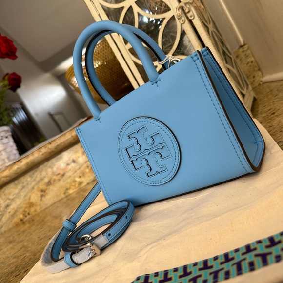 NWT Tory Burch ELLA BIO MINI TOTE BLUE AZURE - Picture 2 of 8